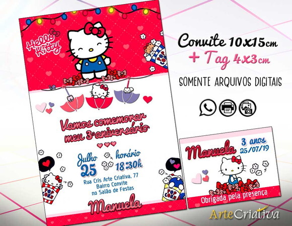 CONVITE DIGITAL C/TAG Hello Kitty 4