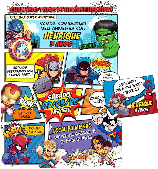 CONVITE DIGITAL C/TAG Herois Baby Gibi