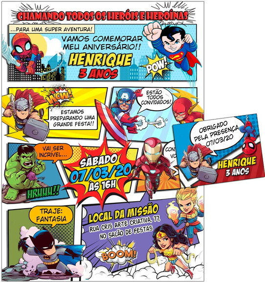 CONVITE DIGITAL C/TAG Herois Baby Gibi 2