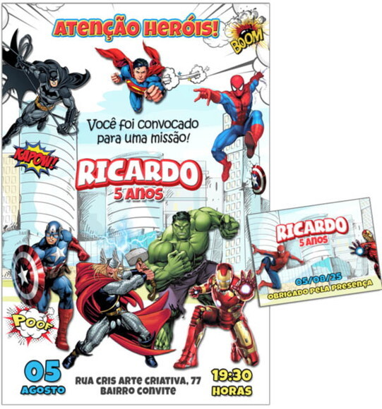 Convite Digital C/tag Herois Gibi 3