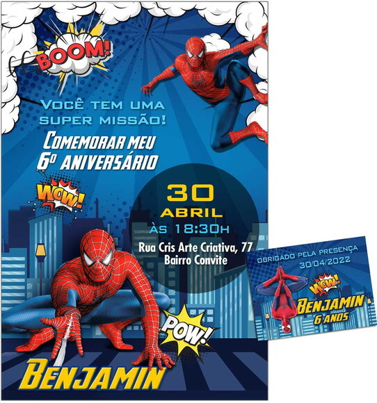 CONVITE DIGITAL C/TAG Homem Aranha