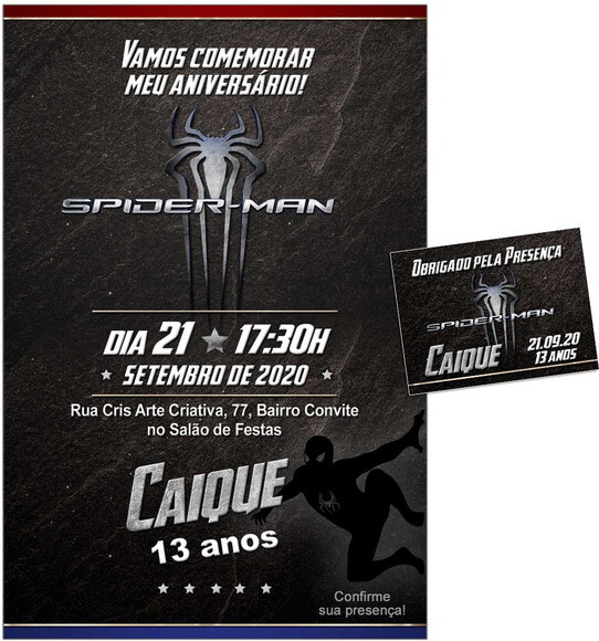 CONVITE DIGITAL C/TAG Homem Aranha 4