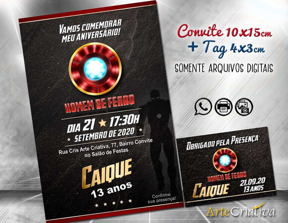 CONVITE DIGITAL C/TAG Homem de Ferro 4