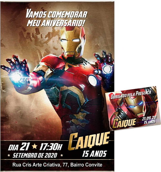 CONVITE DIGITAL C/TAG Homem de Ferro 3