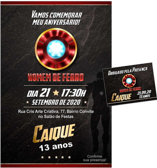 CONVITE DIGITAL C/TAG Homem de Ferro 4
