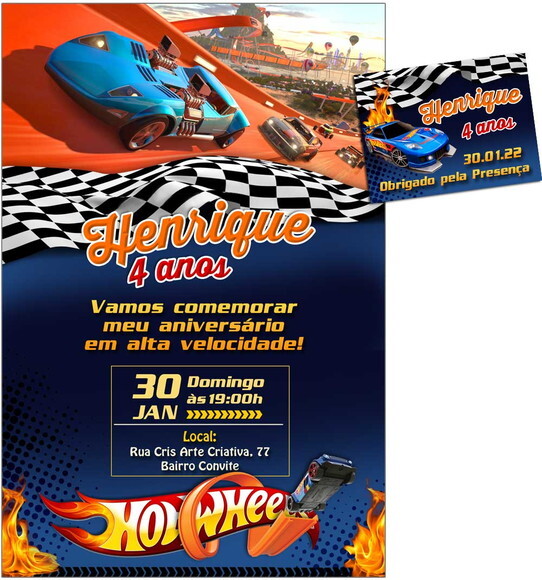 CONVITE DIGITAL C/TAG Hot Wheels 2