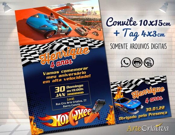 CONVITE DIGITAL C/TAG Hot Wheels 2