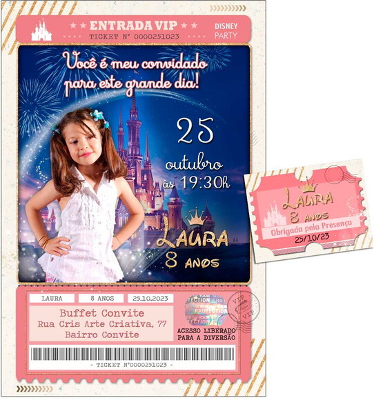 Convite Digital C/tag Ingresso Disney