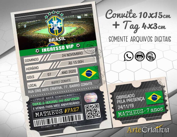 CONVITE DIGITAL C/TAG Ingresso Futebol Brasil