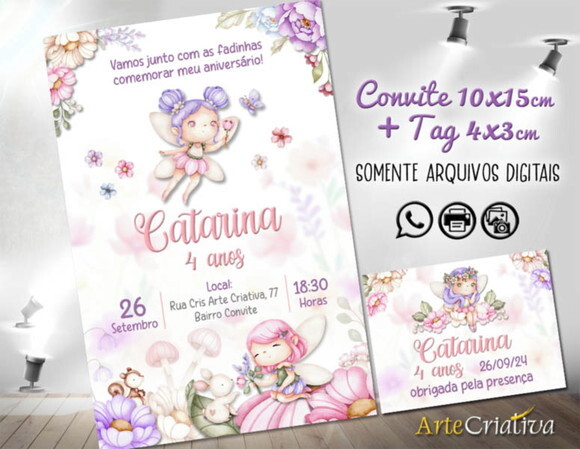 Convite Digital C/tag Jardim das Fadas Ni