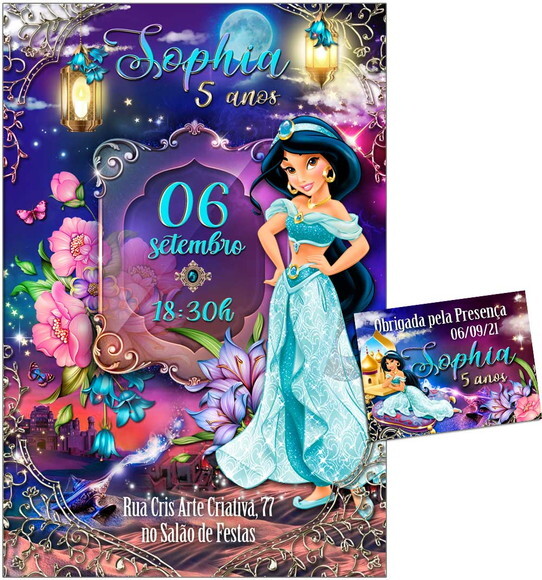 CONVITE DIGITAL C/TAG Jasmine Alladin Luxuosa