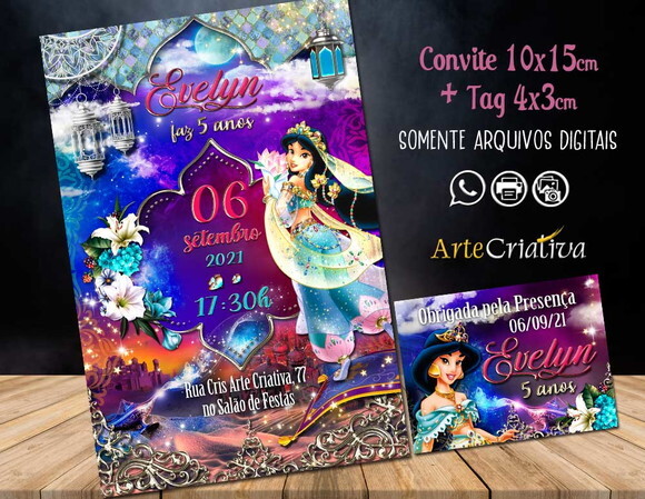 CONVITE DIGITAL C/TAG Jasmine Alladin Luxuosa 2