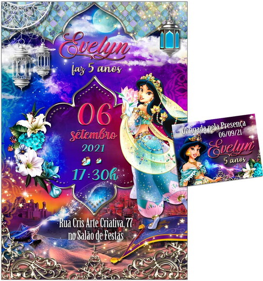CONVITE DIGITAL C/TAG Jasmine Alladin Luxuosa 2