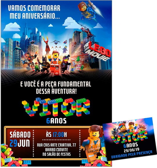CONVITE DIGITAL C/TAG Lego