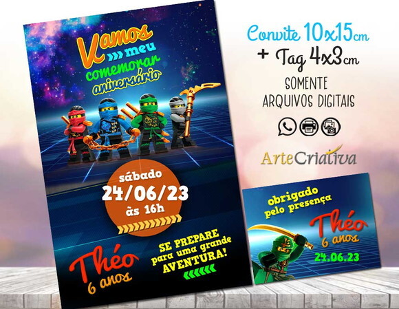 Convite Digital C/tag Lego Ninja Go 2