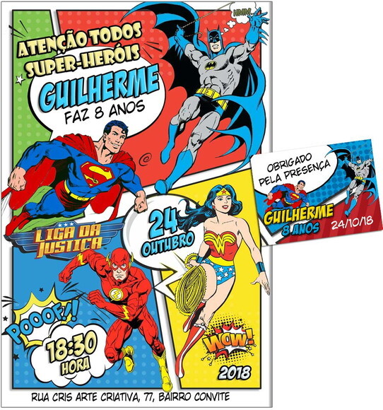 CONVITE DIGITAL C/TAG Liga da Justiça Gibi
