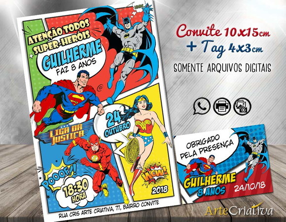 CONVITE DIGITAL C/TAG Liga da Justiça Gibi
