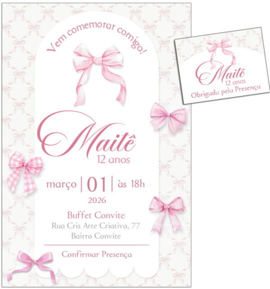 Convite Digital C/tag Menina Coquette 4