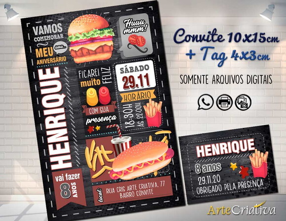 CONVITE DIGITAL C/TAG Menu Lanches 2