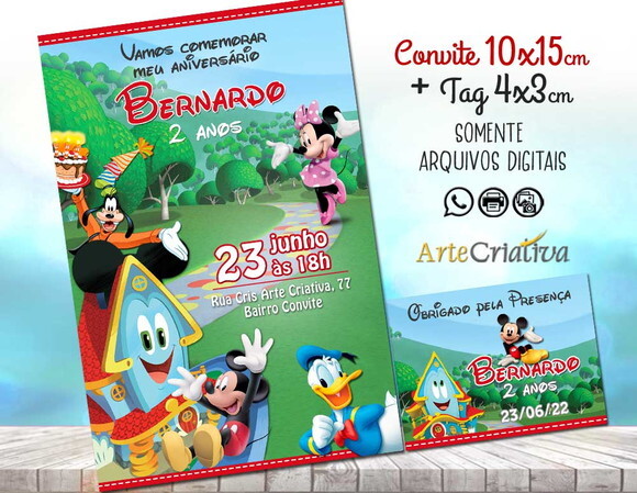 Convite Digital C/tag Mickey Funhouse