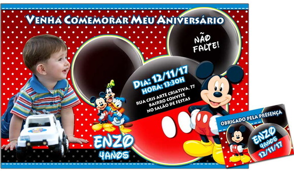 CONVITE DIGITAL C/TAG Mickey Mouse 3