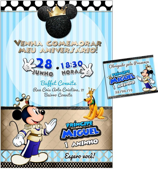 CONVITE DIGITAL C/TAG Mickey Mouse Príncipe 2