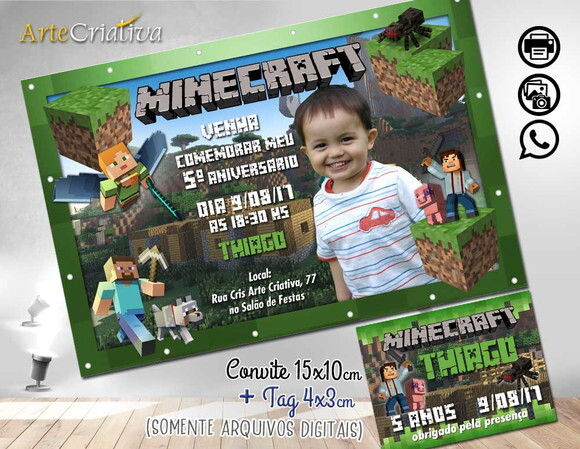CONVITE DIGITAL C/TAG Minecraft