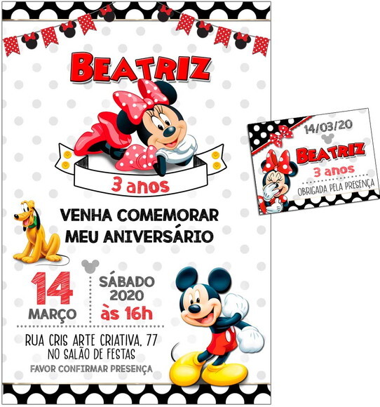 CONVITE DIGITAL C/TAG Minnie Mouse Vermelho 2