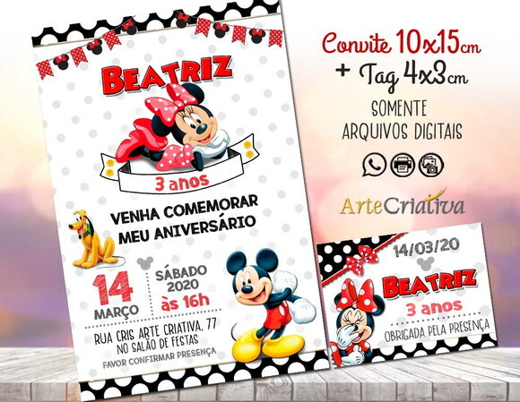 CONVITE DIGITAL C/TAG Minnie Mouse Vermelho 2
