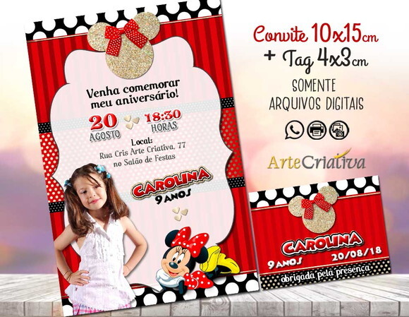 CONVITE DIGITAL C/TAG Minnie Vermelho 2