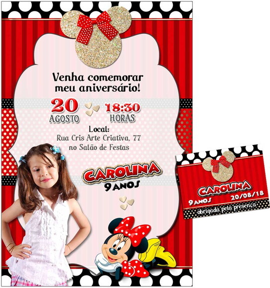 CONVITE DIGITAL C/TAG Minnie Vermelho 2