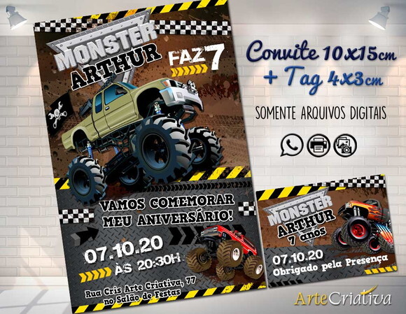 CONVITE DIGITAL C/TAG Monster Truck