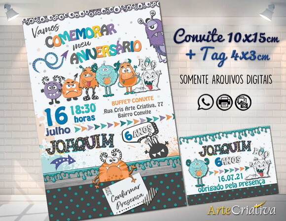 CONVITE DIGITAL C/TAG Monstrinhos Menino3