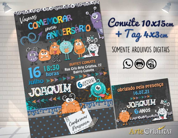 CONVITE DIGITAL C/TAG Monstrinhos Menino4