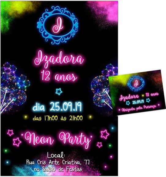 CONVITE DIGITAL C/TAG Neon Party