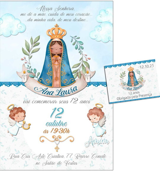 CONVITE DIGITAL C/TAG Nossa Senhora Aparecida Aquarela 4
