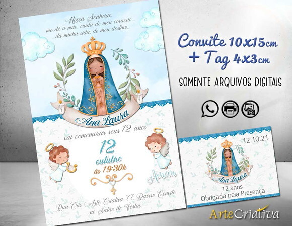 CONVITE DIGITAL C/TAG Nossa Senhora Aparecida Aquarela 4