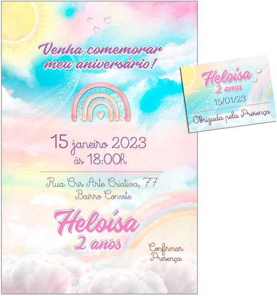 Convite Digital C/tag Nuvem Menina
