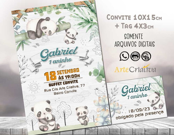 Convite Digital C/tag Panda 4