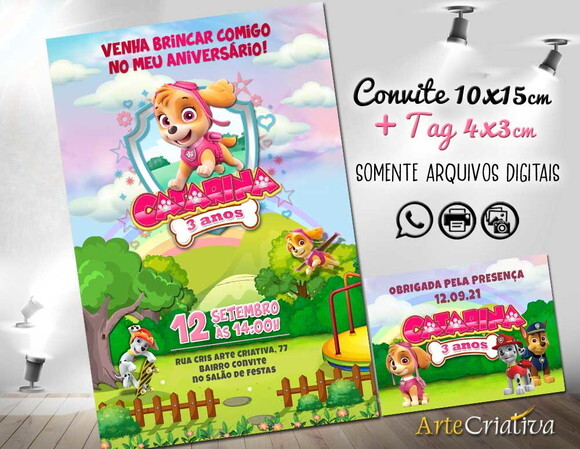 CONVITE DIGITAL C/TAG Patrulha Canina Skskye
