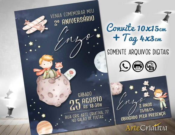 Convite Digital C/tag Pequeno Príncipe 16