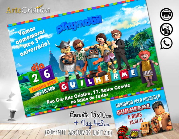 CONVITE DIGITAL C/TAG Playmobil