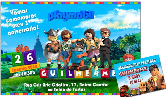 CONVITE DIGITAL C/TAG Playmobil