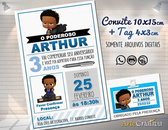 CONVITE DIGITAL C/TAG Poderoso Chefinho Moreno 1