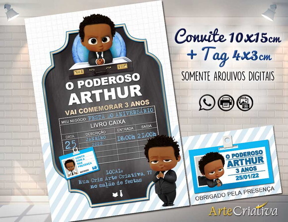 CONVITE DIGITAL C/TAG Poderoso Chefinho Moreno 2