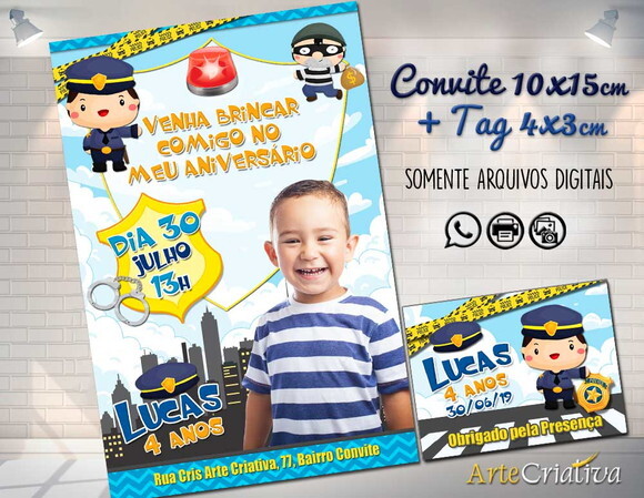 CONVITE DIGITAL C/TAG Polícia com foto