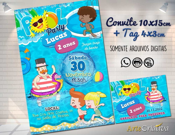 CONVITE DIGITAL C/TAG Pool Party Bita 2