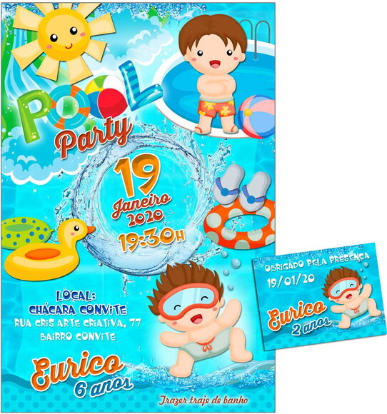 CONVITE DIGITAL C/TAG Pool Party Menino 2