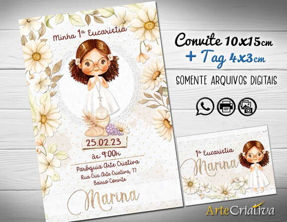 Convite Digital C/tag Primeira Comunhão