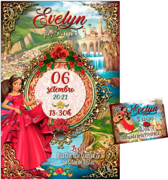 CONVITE DIGITAL C/TAG Princesa Elena Disney Luxuosa